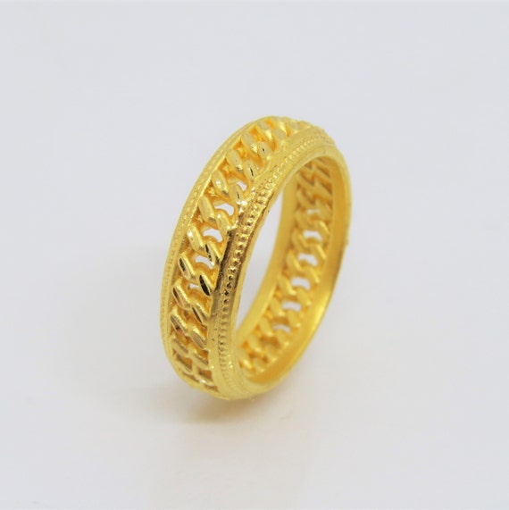 24K 999 Pure Gold Vintage Band Ring Size 7.5 - image 5