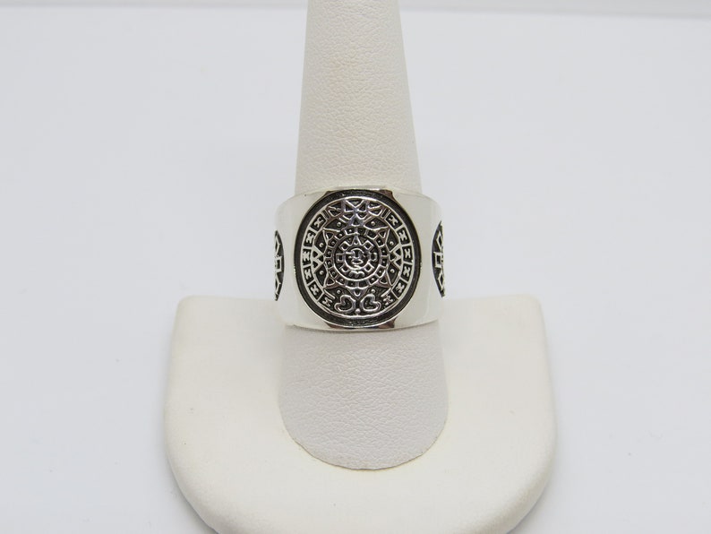 Vintage Sterling Silver Aztec Calendar Band Ring Size 9.5 - Etsy