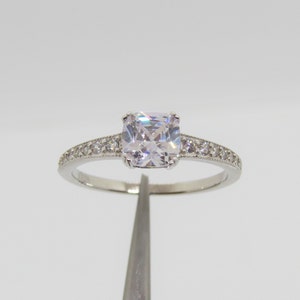 Vintage Sterling Silver White Topaz Engagement Ring Size 8