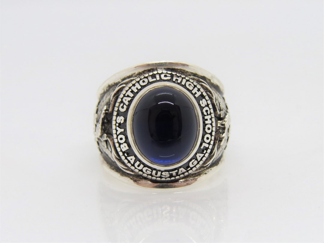 Vintage Sterling Silver Catholic 1953 High School Blue Sapphire ...