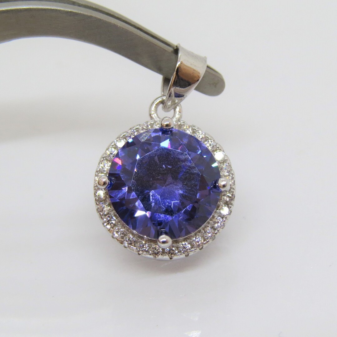 V3 Jewelry Sterling Silver with Natural Tanzanite and White Topaz Halo Stud Earrings main image 0