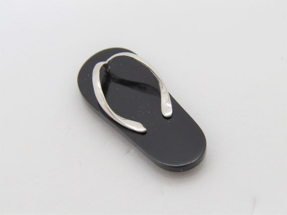Vintage Sterling Silver Black Onyx Sandal, Shoe P… - image 4