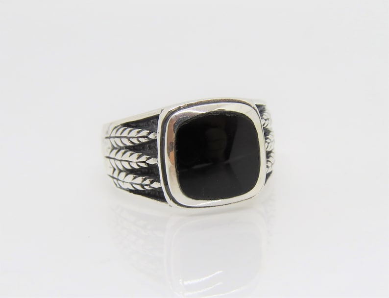 Vintage Sterling Silver Natural Black Onyx Unisex Ring Size 13 - Etsy