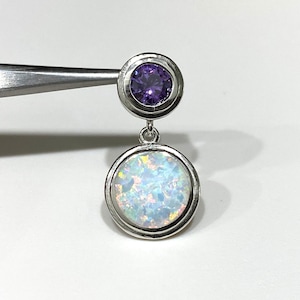 Vintage Sterling Silver White Opal & Amethyst Pendant.
