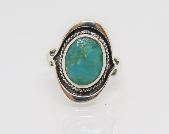Vintage Sterling Silver Turquoise Ring Size 9