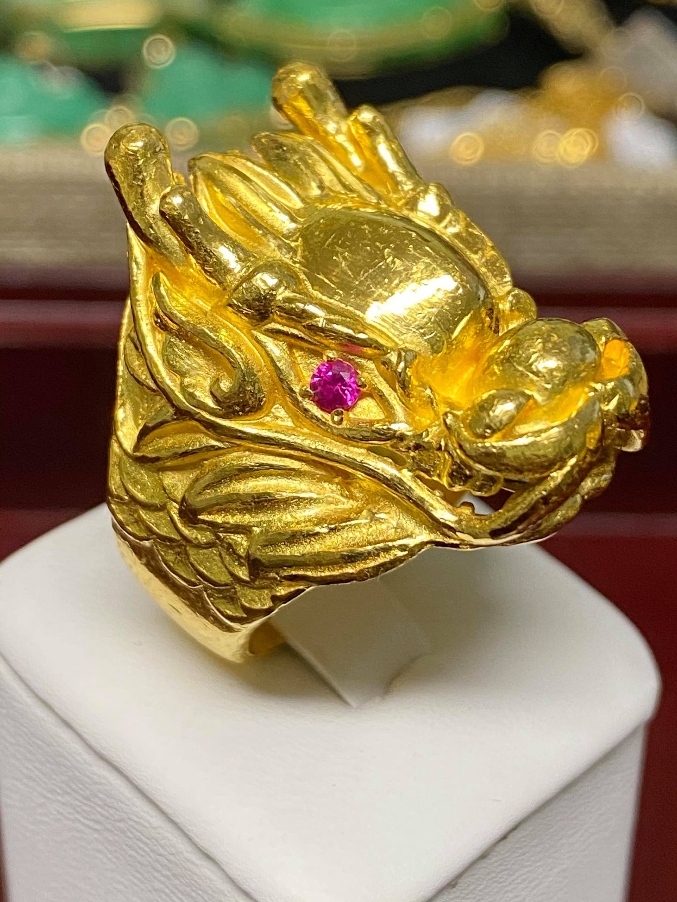 14k Rose Gold Dragon Ring With Rubies And An Opal, Circa 1930 – Victorious