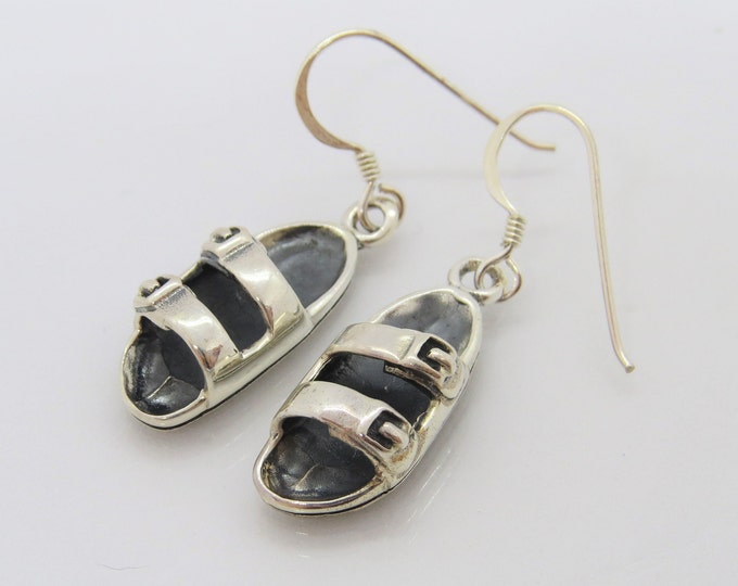 Vintage Sterling Silver Sandal Dangle Earrings