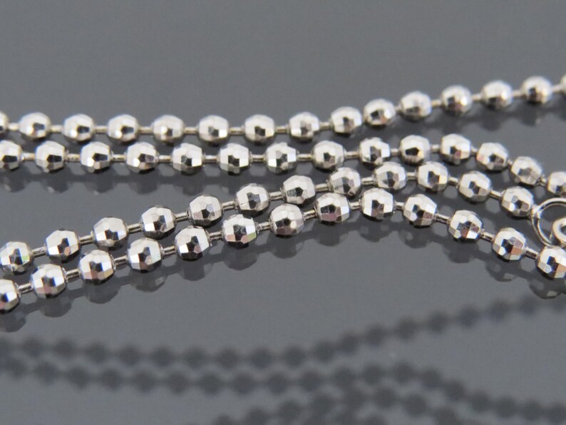 Vintage Italian 18K 750 Solid White Gold Ball Chain Necklace Etsy