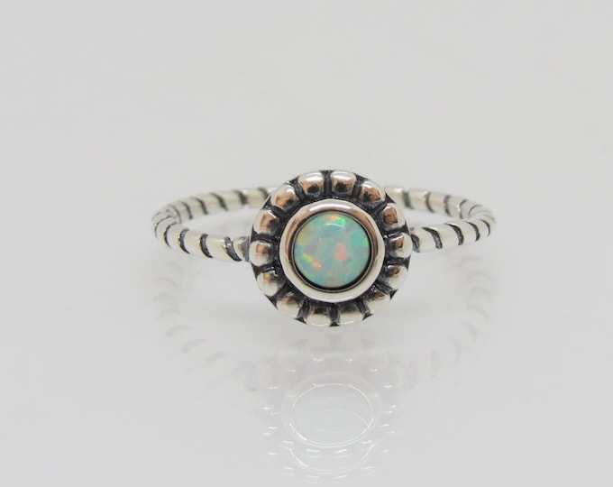 Sterling Silver White Opal Ring Size 7