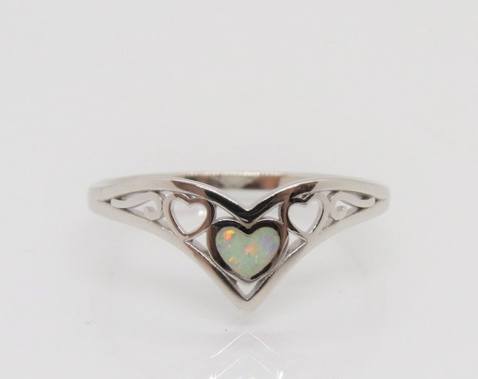 Vintage Sterling Silver White Opal Filigree Ring Size 10