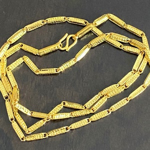 世界有名な Bamboo Gold Pure 980 24K Vintage Link 1/2 16 Necklace Chain ミュージシャン