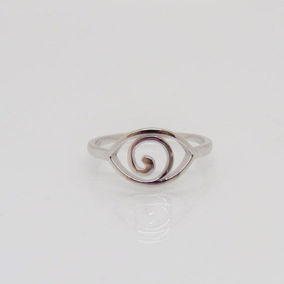 Vintage Sterling Silver Eye Evil Eye Ring Size 9 - image 1