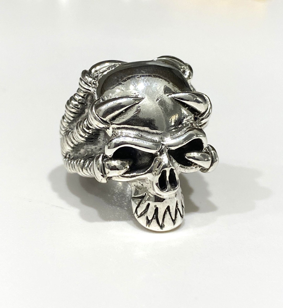 希少!! ヴィンテージ Stearing Silver Skull Ring Vintage Sterling Silver Skull Ring Size 9.5 - Etsy
