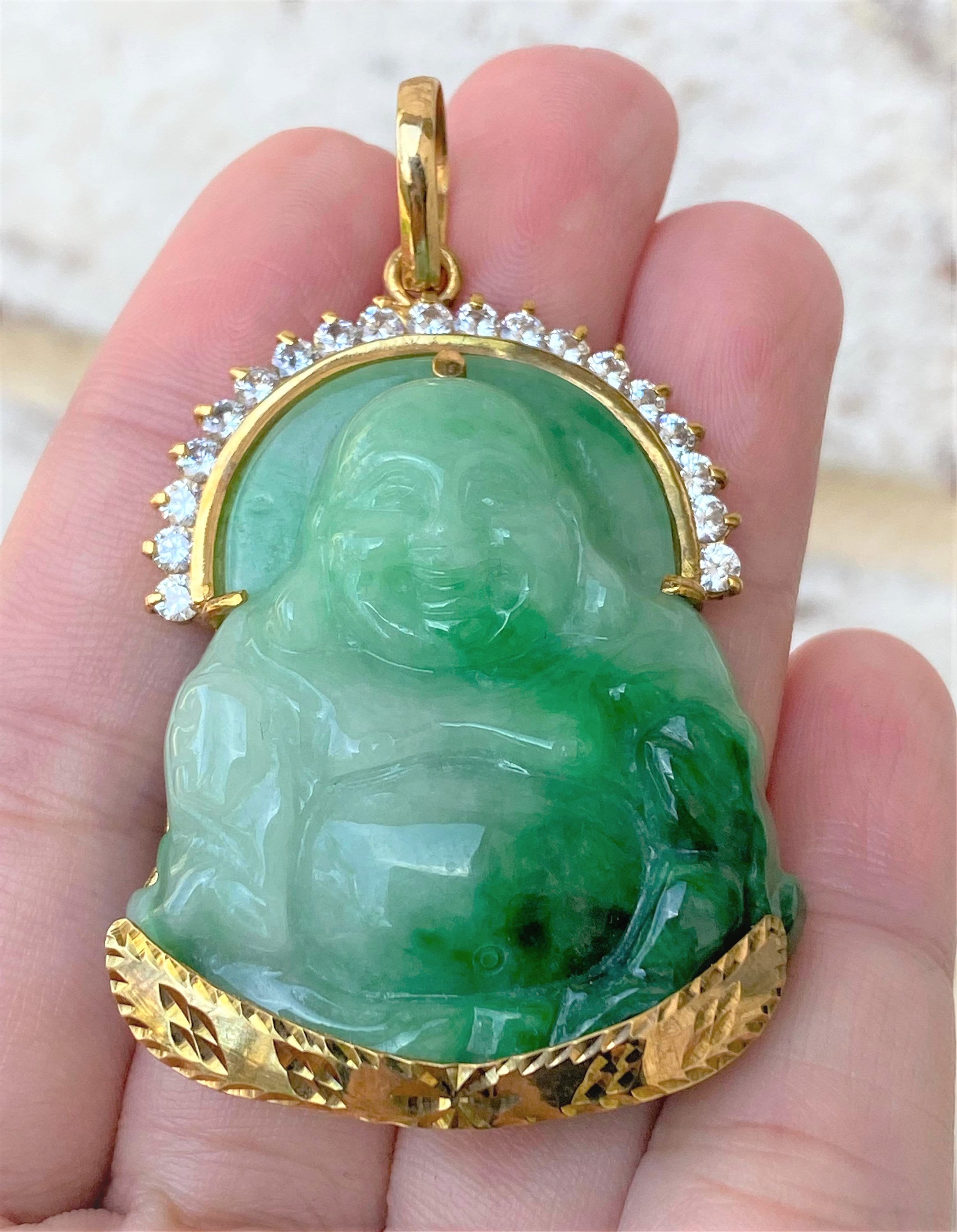 Jadeite Jade Buddha Enlightenment Necklace, Jade Monk, Jade Buddha