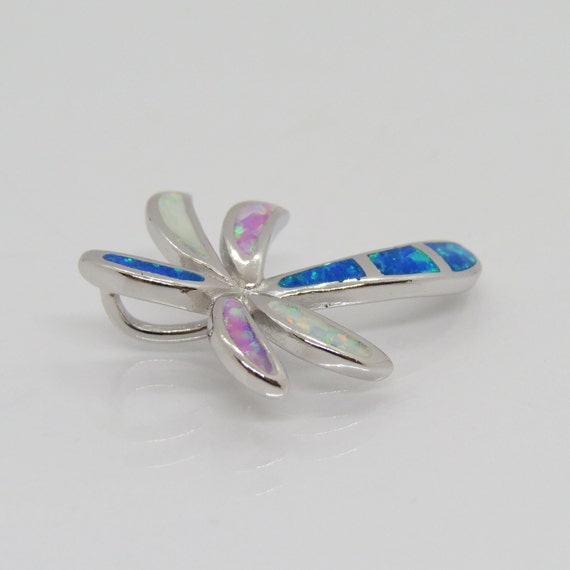 Vintage Sterling Silver White, Pink & Blue Opal P… - image 2