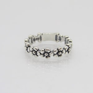 Vintage Sterling Silber Blumen Bandring Größe 7