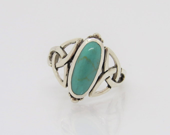 Vintage Celtic Sterling Silver Turquoise Ring.