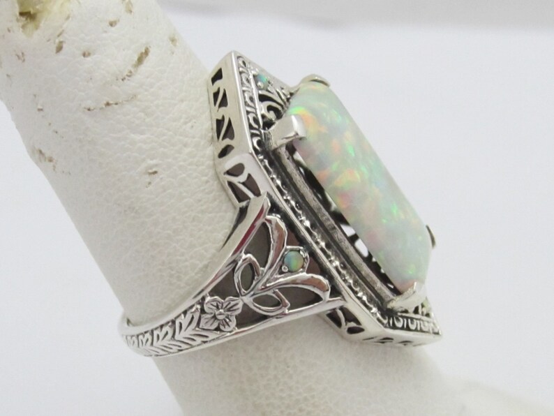 Vintage Sterling Silver White Opal Filigree Ring Size 6 - Etsy