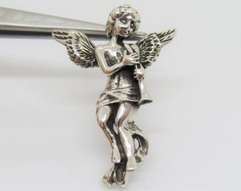 Vintage Sterling Silver Child Angel Pendant