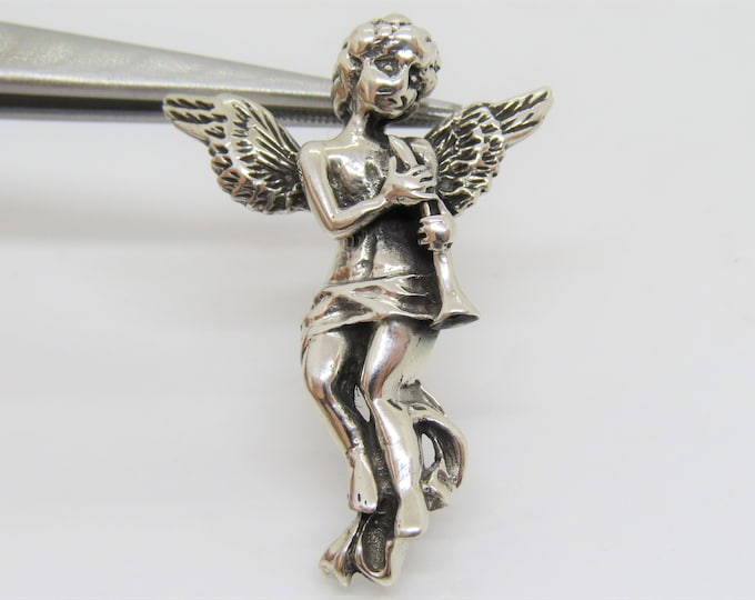 Vintage Sterling Silver Child Angel Pendant