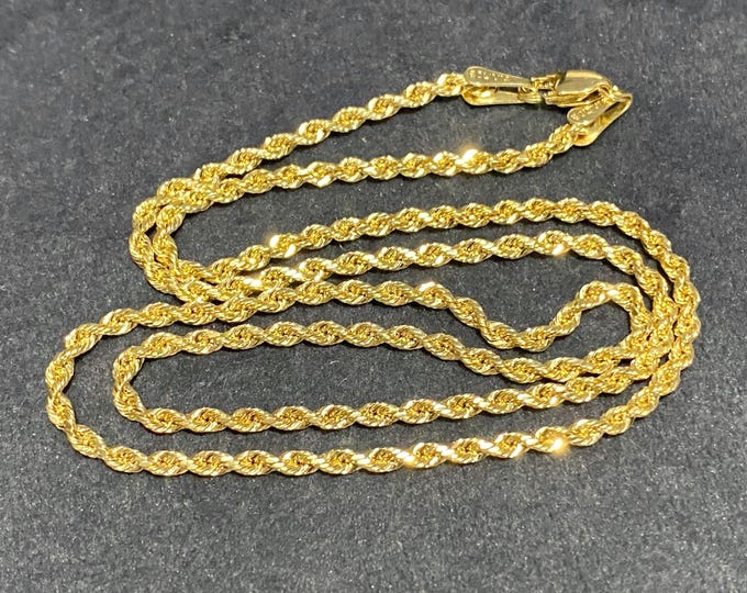 Vintage 14K Solid Yellow Gold Twisted Rope Link Chain Necklace 15 1/2 ...