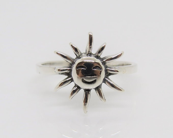 Vintage Sterling Silver Sun Ring Size 7