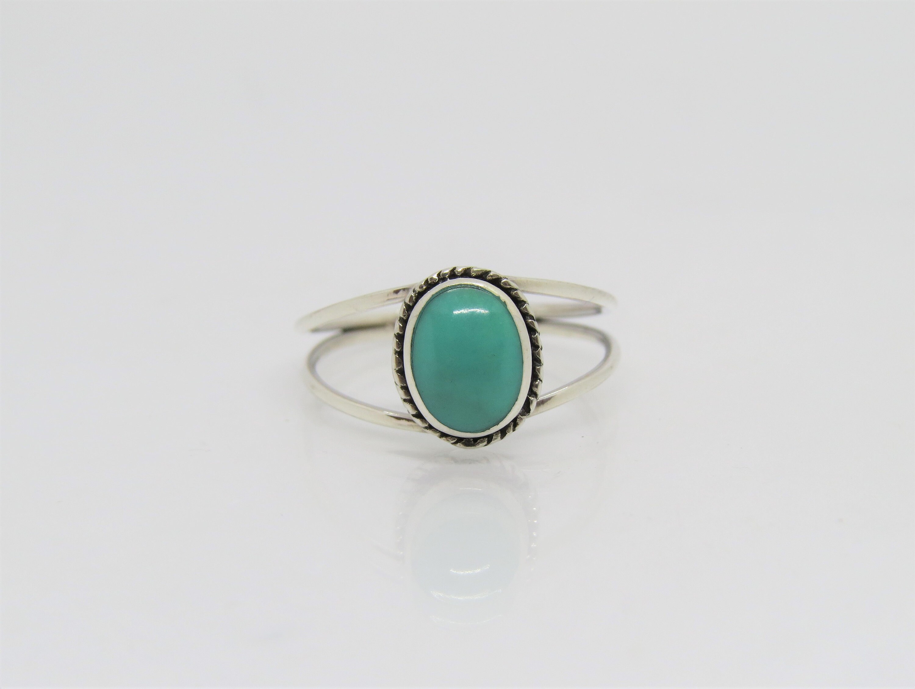 Turquoise Ring - Gorgeous Blue & Hand stamping on Sterling - Size 7 main image 0