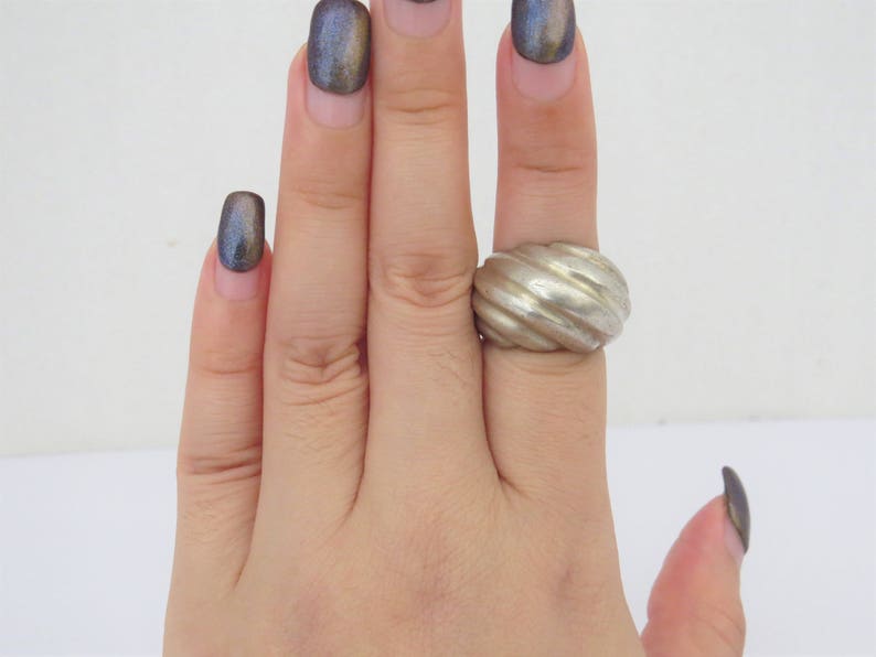 Vintage Modernist Sterling Silver Dome Ring Size 6