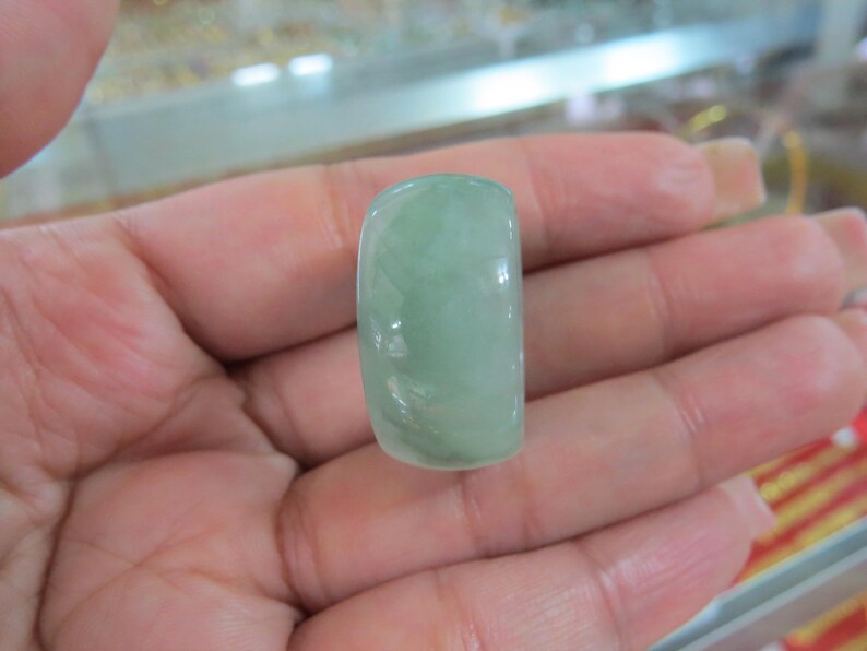 Vintage Translucent Natural Green Jadeite Jade Band Ring Size 9.75