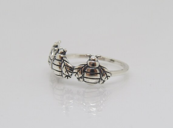Vintage Sterling Silver Bees Ring Size 7 - image 3