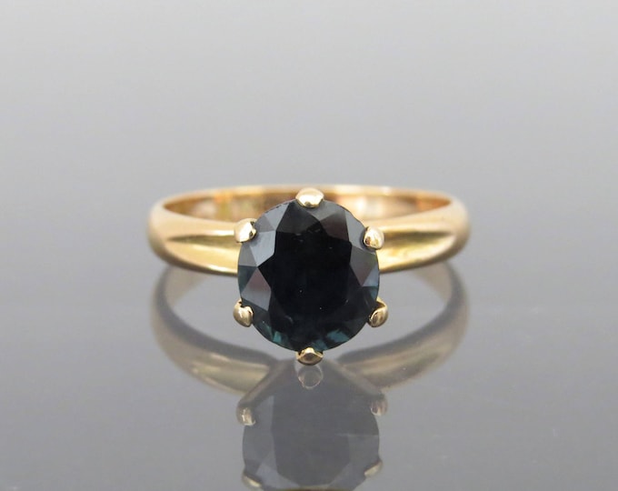 Vintage 18K Solid Yellow Gold 1.25ct Green Tourmaline Ring Size 6