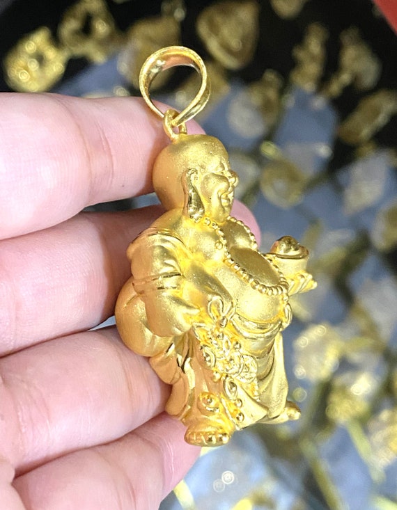 Vintage 24K 9999 Pure Gold Laughing Buddha, Happy Buddha Pendant