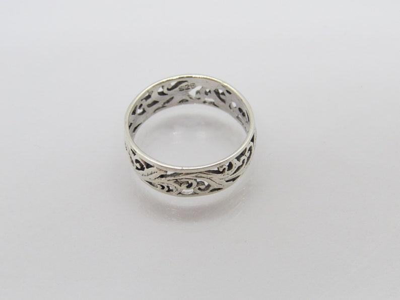 Vintage Sterling Silver Filigree Band Ring Size 8 Etsy
