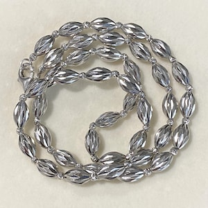 Vintage 18K 750 Solid White Gold Ball Link Chain Necklace 18&#39;&#39;