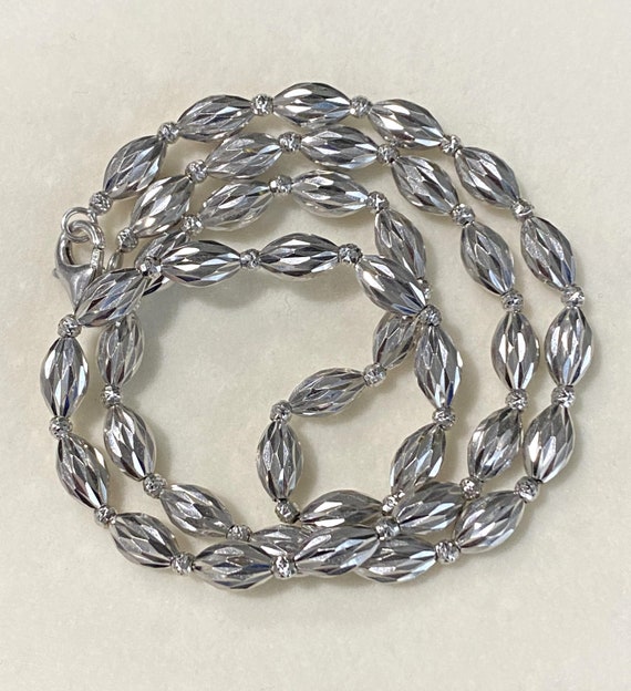 Vintage 18K 750 Solid White Gold Ball Link Chain … - image 1