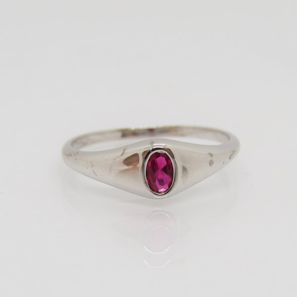 Sterling Silver Ruby Bold Ring Size 4