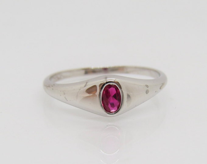 Sterling Silver Ruby Bold Ring Size 4