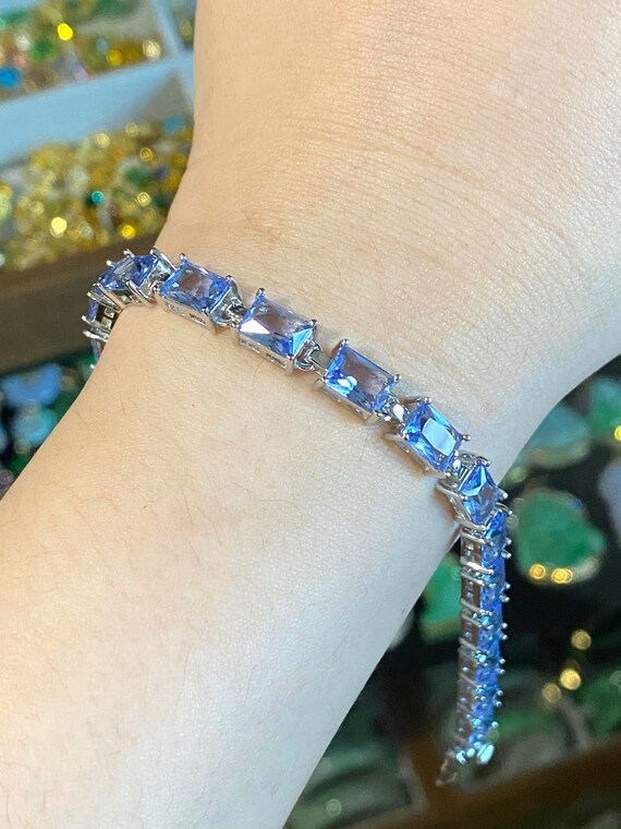 Vintage Sterling Silver Rectangular Tanzanite Lin… - image 7