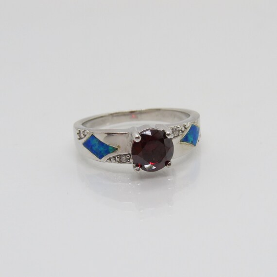 Vintage Sterling Silver Garnet, White Topaz & Blu… - image 5