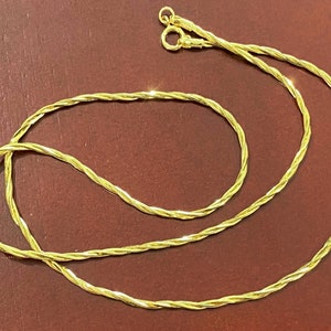 Vintage 18K Solid Yellow Gold Snake Double Twisted Link Chain Necklace 16''