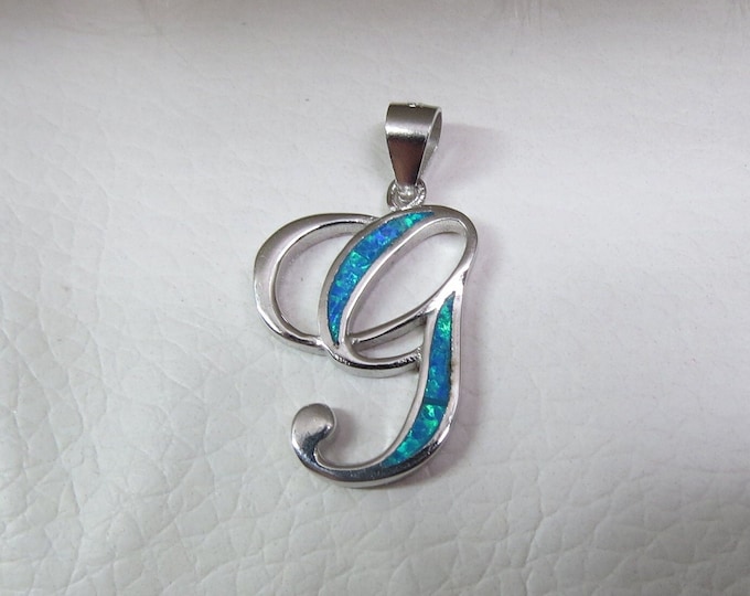 Sterling Silver Blue Opal Letter G Pendant