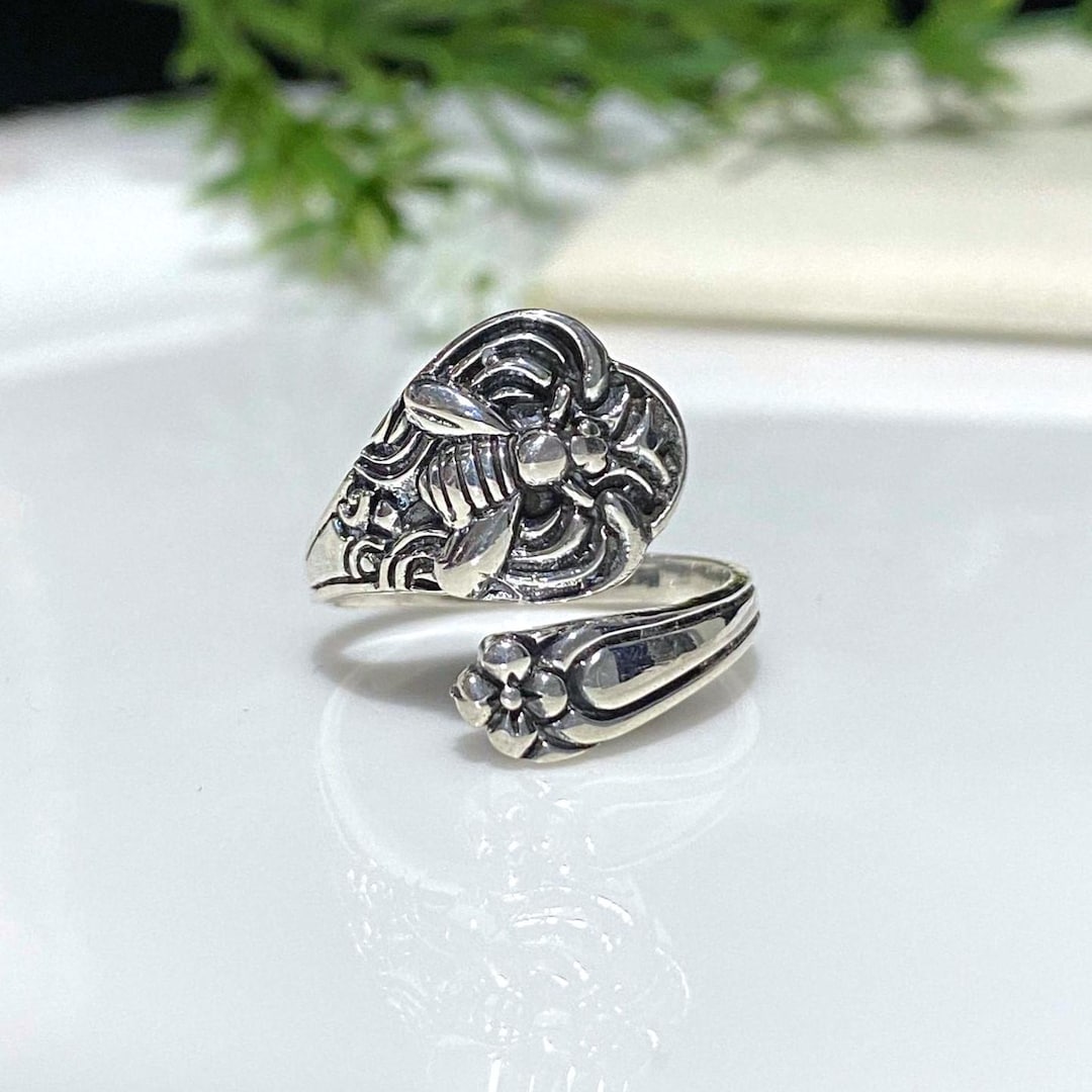 Vintage Sterling Silver Bumble Bee Spoon Ring - Etsy
