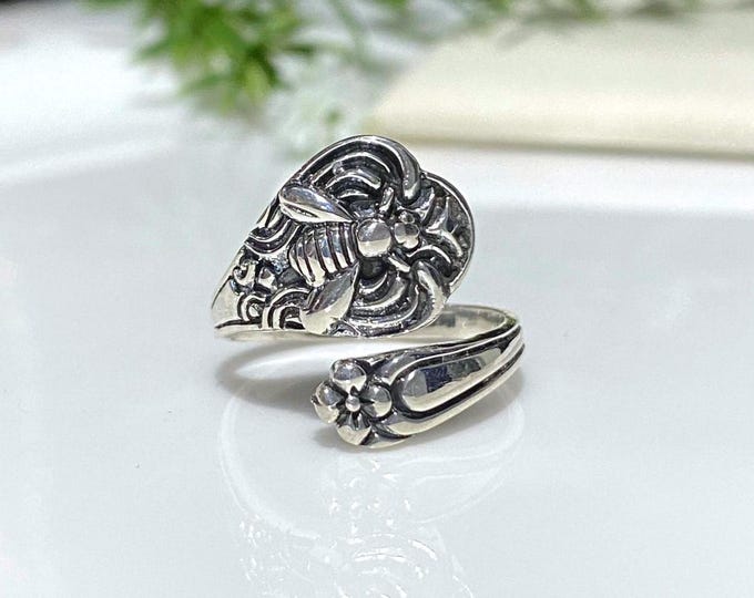 Vintage Sterling Silver Bumble Bee Spoon Ring