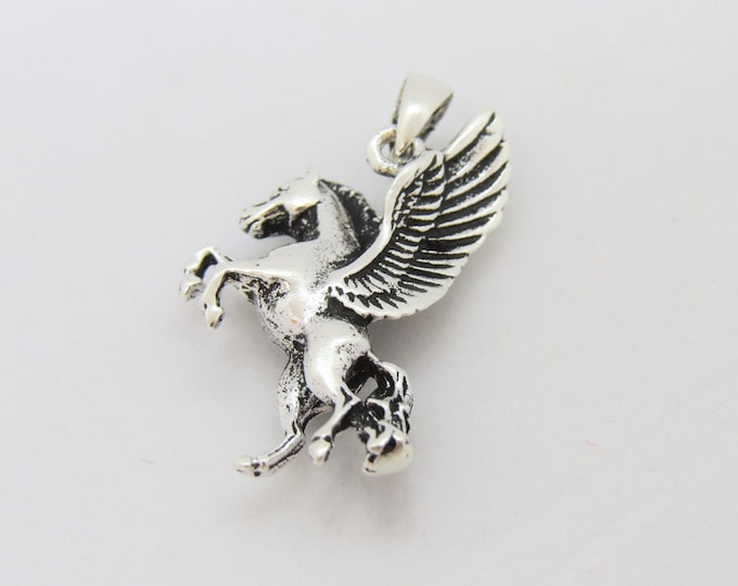 Vintage Sterling Silver Horse Pegasus Charm Pendant