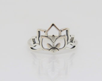 Vintage Sterling Silver Lotus Ring Size 7