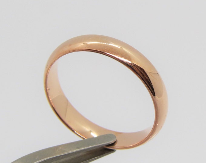 Vintage Sterling Silver Rose Gold Plated Wedding Band Ring Size 7