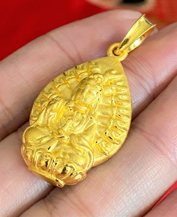Vintage 24K 9999 Pure Gold 3D Kwan Yin, Quan Yin … - image 2