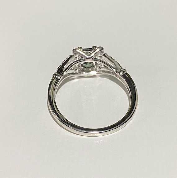 Vintage Sterling Silver Emerald & Diamond Solitai… - image 2