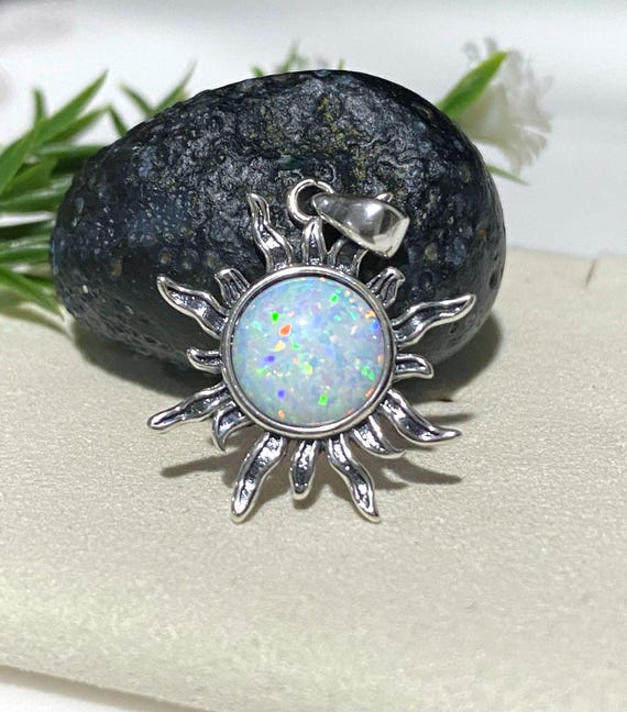Ciondolo A Forma Di Sole In Argento 925 Con Opale – Gioiello Con Zirconi, 2,4 Cm, Ipoallergenico Per Bracciale - 3