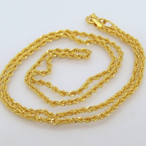 Vintage 18K Solid Yellow Gold Twisted Rope Link Chain 18'' - Etsy